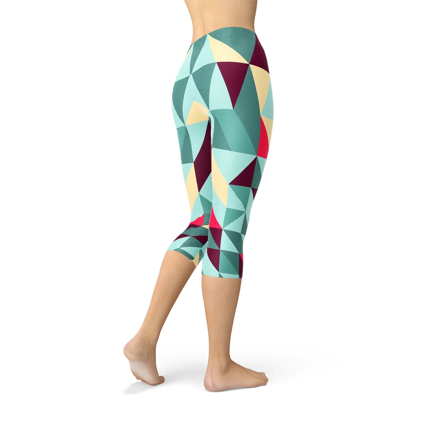 Womens Capri Leggings w/ Geometric Triangles - Which Mark