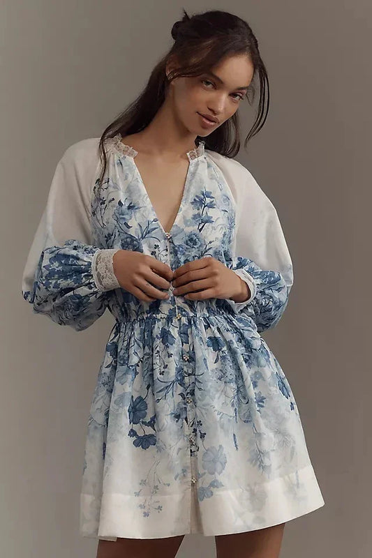 LuneluX™ – Vintage Puff Sleeve Stand Collar Dress - Which Mark