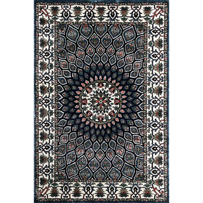 4×6 Feet Hand Knotted Silk Blue Carpet Gumbad - Which Mark