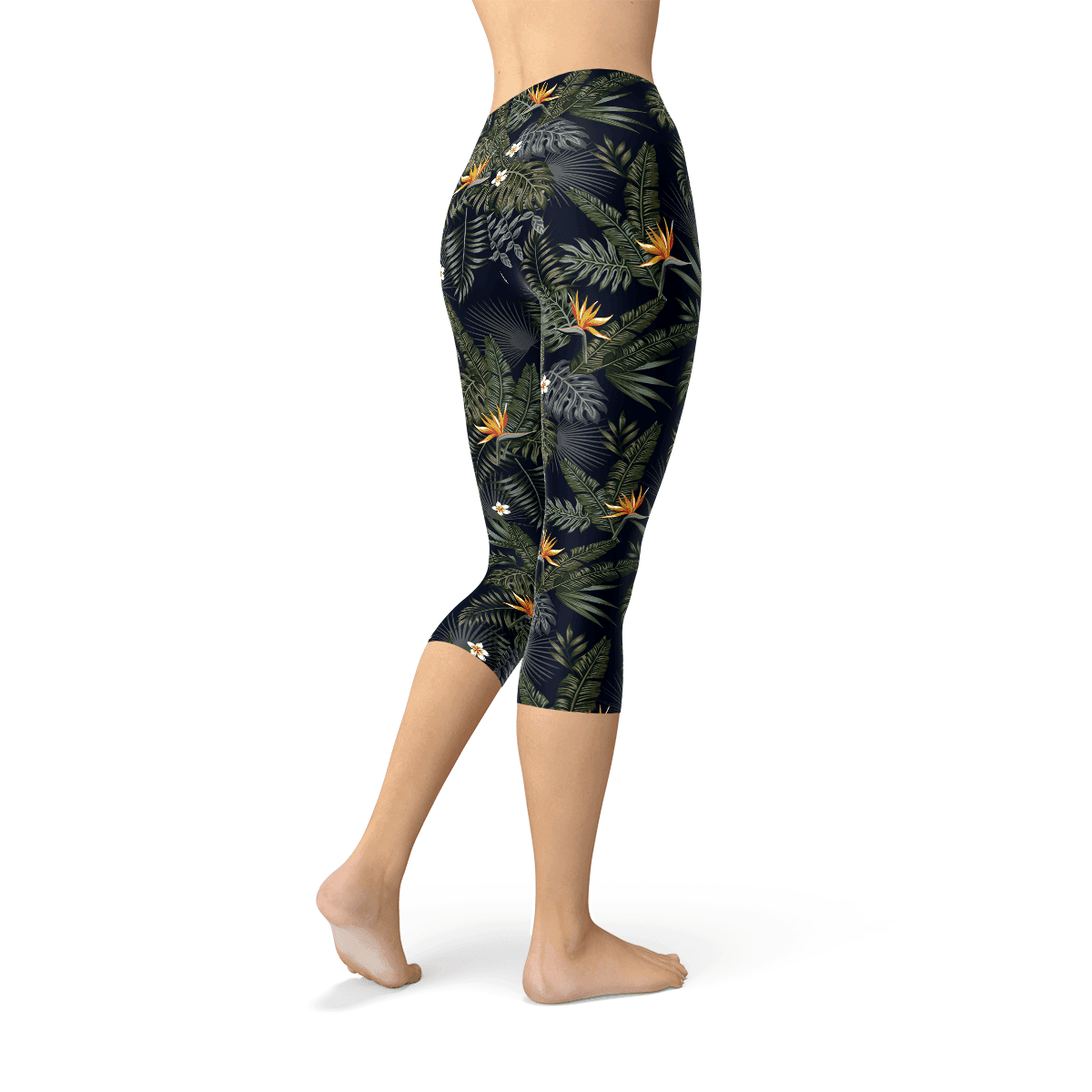 Womens Bird of Paradise Black Capri Leggings - Which Mark