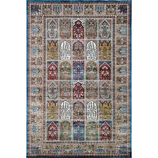 6×9 Feet Hand Knotted Blue Art Silk Carpet Hamadan - Which Mark