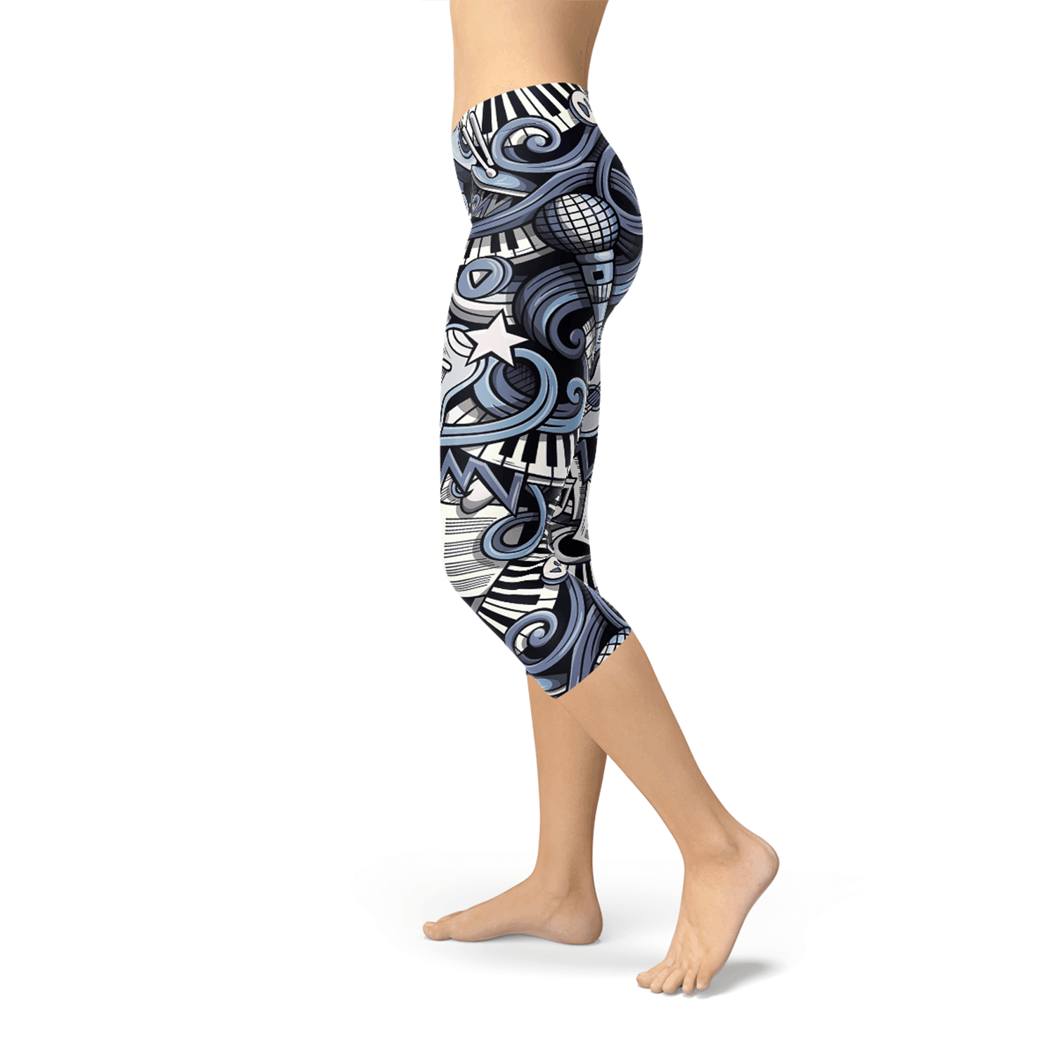 Womens Music Blue Capri Leggings - Which Mark