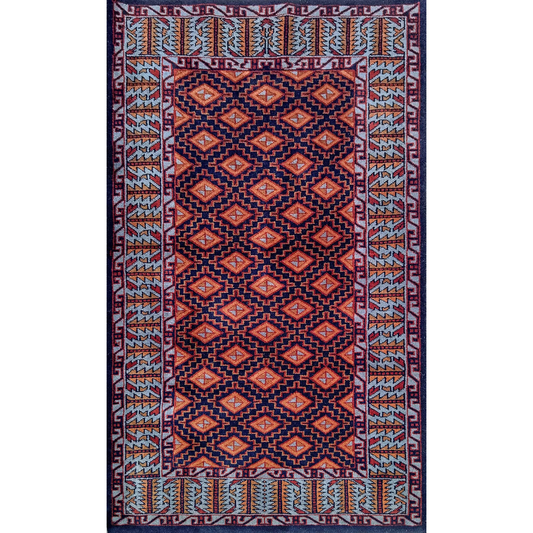 3×5 Feet Black Hand Knotted Wool Carpet Burfi - Which Mark