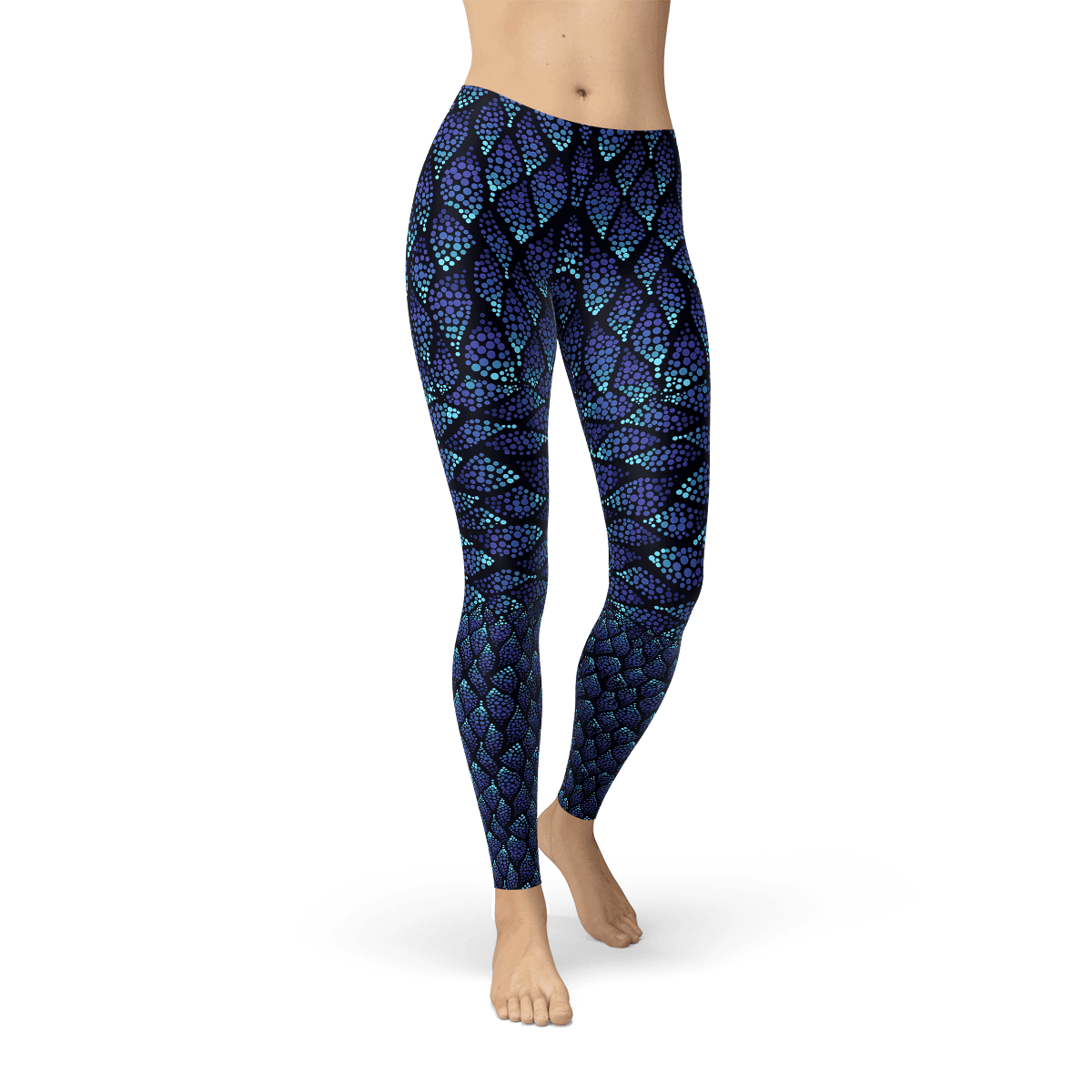 Womens Blue Mermaid Scale Leggings - Which Mark