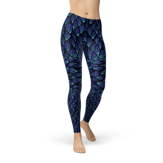 Womens Blue Mermaid Scale Leggings - Which Mark