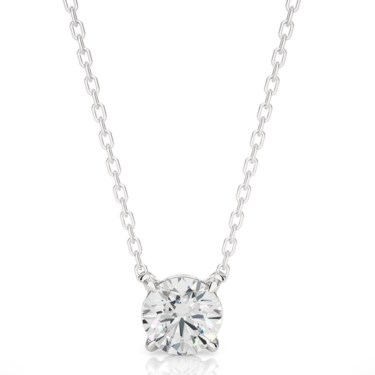 White Gold Moissanite Round Shape Pendant – PT0045 - Which Mark