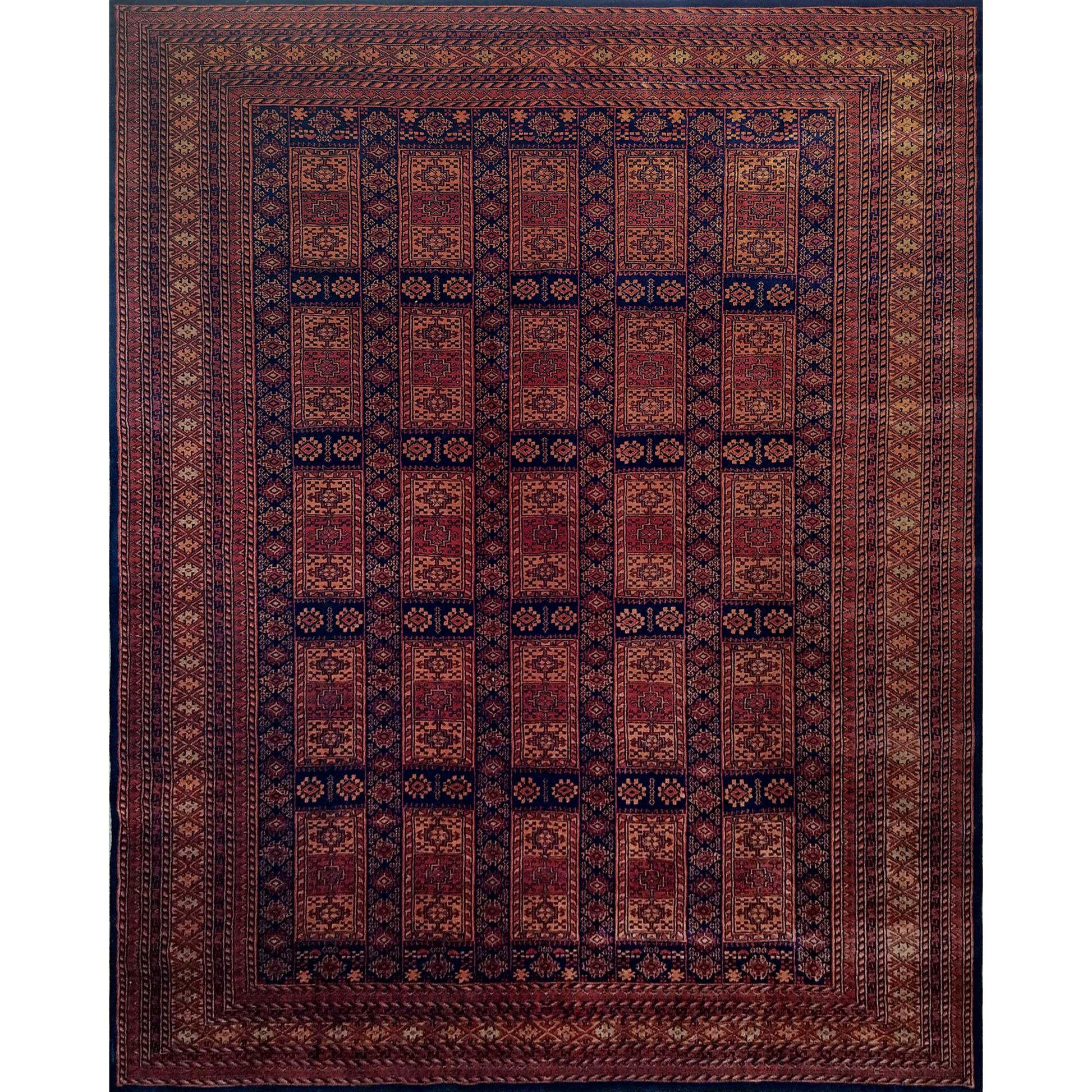 8×10 Feet Black & Brown Hand Knotted Wool Carpet Dubba - Which Mark