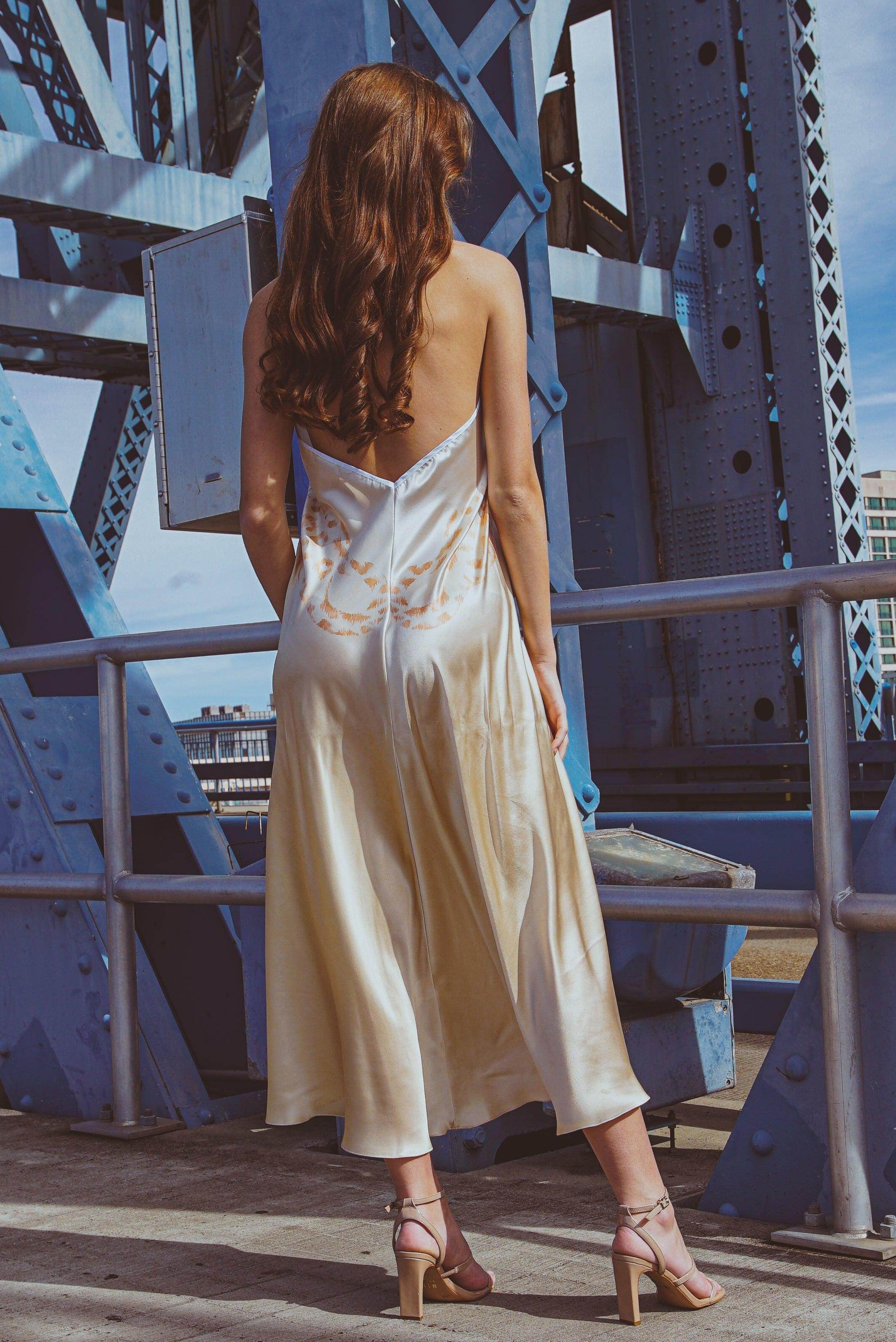 Altair Silk Halter Dress in Dueling Jaguars - Which Mark
