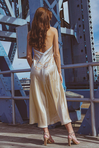 Altair Silk Halter Dress in Dueling Jaguars - Which Mark