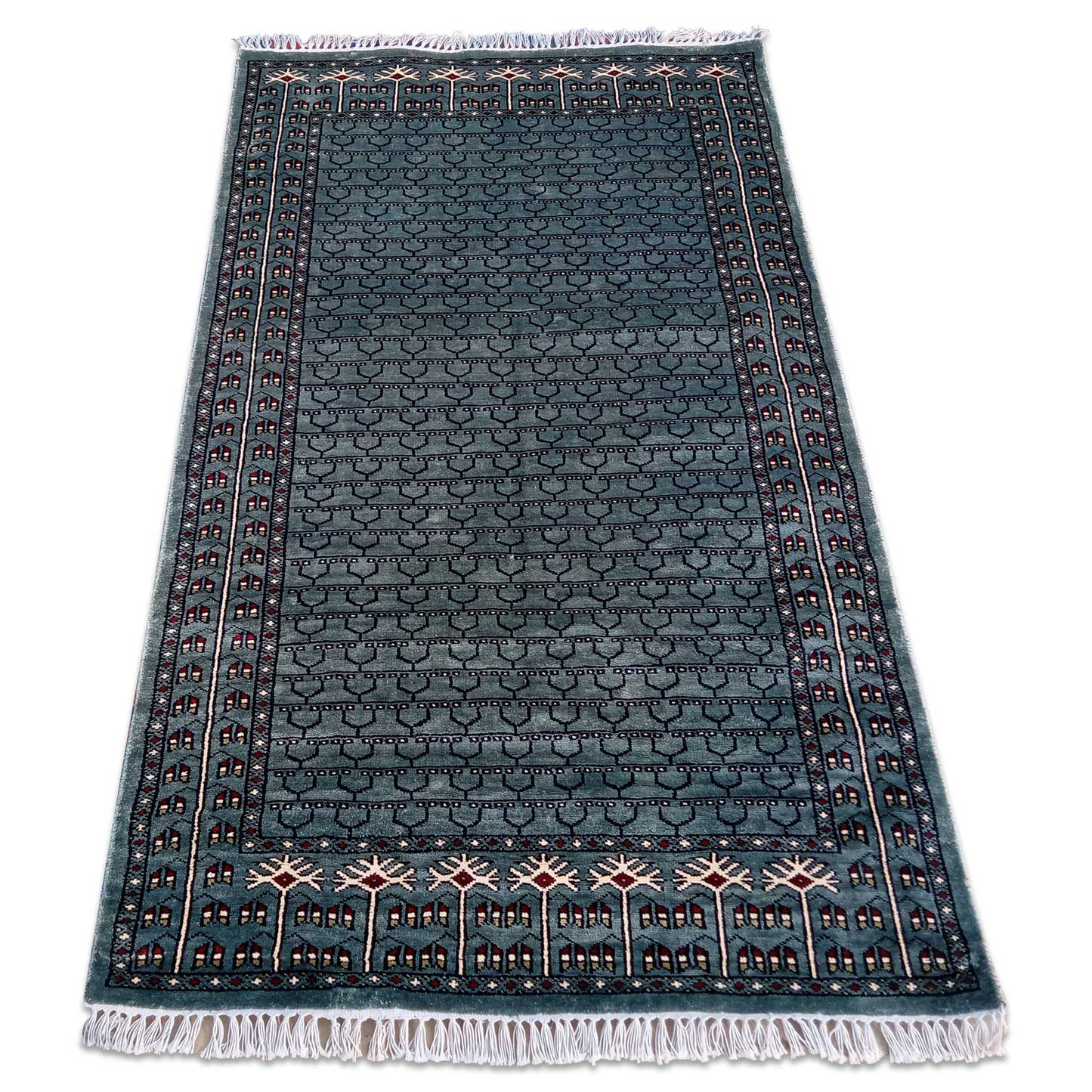 3×5 Feet Handmade Silk Carpet Parda Blue - Which Mark