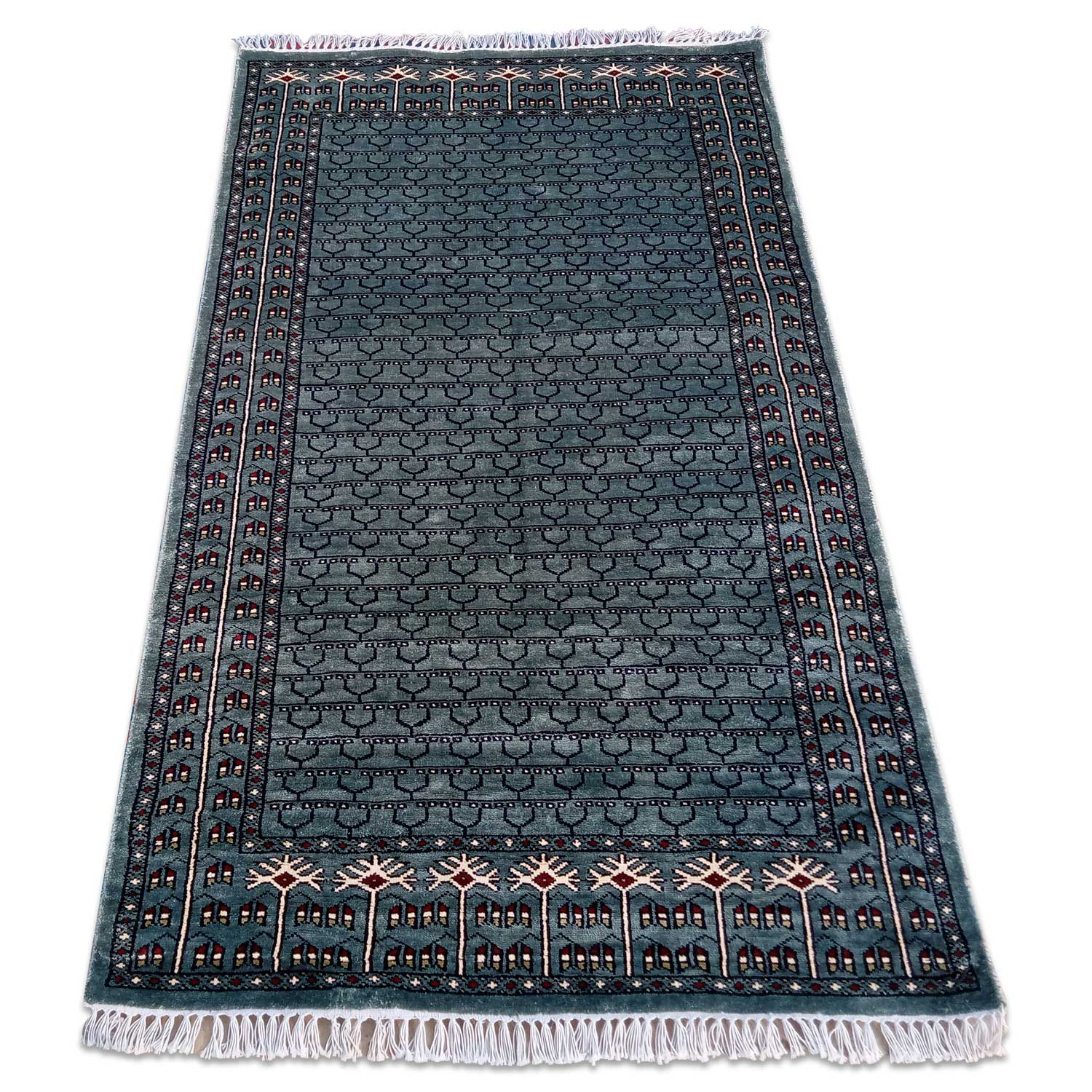 3×5 Feet Handmade Silk Carpet Parda Blue - Which Mark