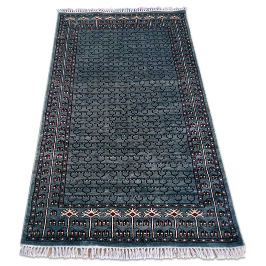 3×5 Feet Handmade Silk Carpet Parda Blue - Which Mark