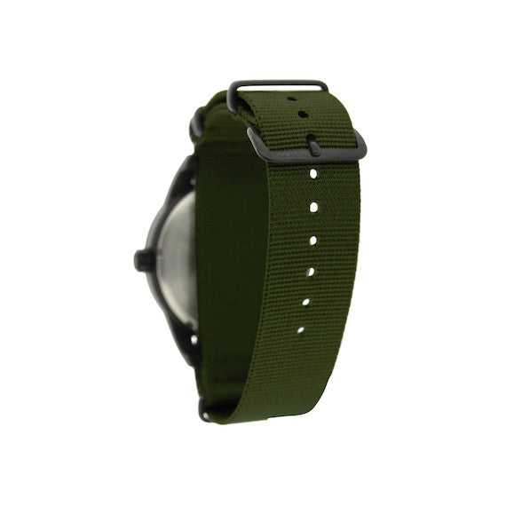 41.0mm tactical quartz watch with nylon 6 strap in olive drab colour - Which Mark