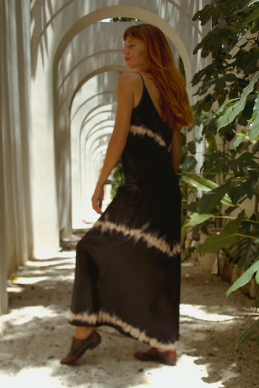 Andromeda Silk Dress in Black Shibori - Which Mark
