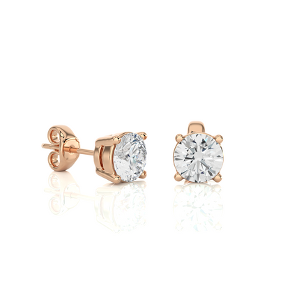 Rose Gold Moissanite Round Shape Earring – WE0094 - Which Mark