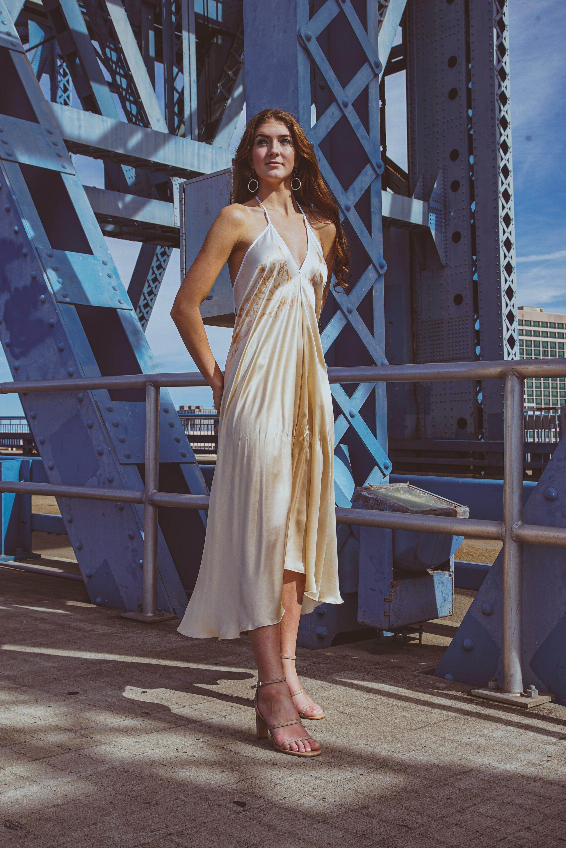 Altair Silk Halter Dress in Dueling Jaguars - Which Mark