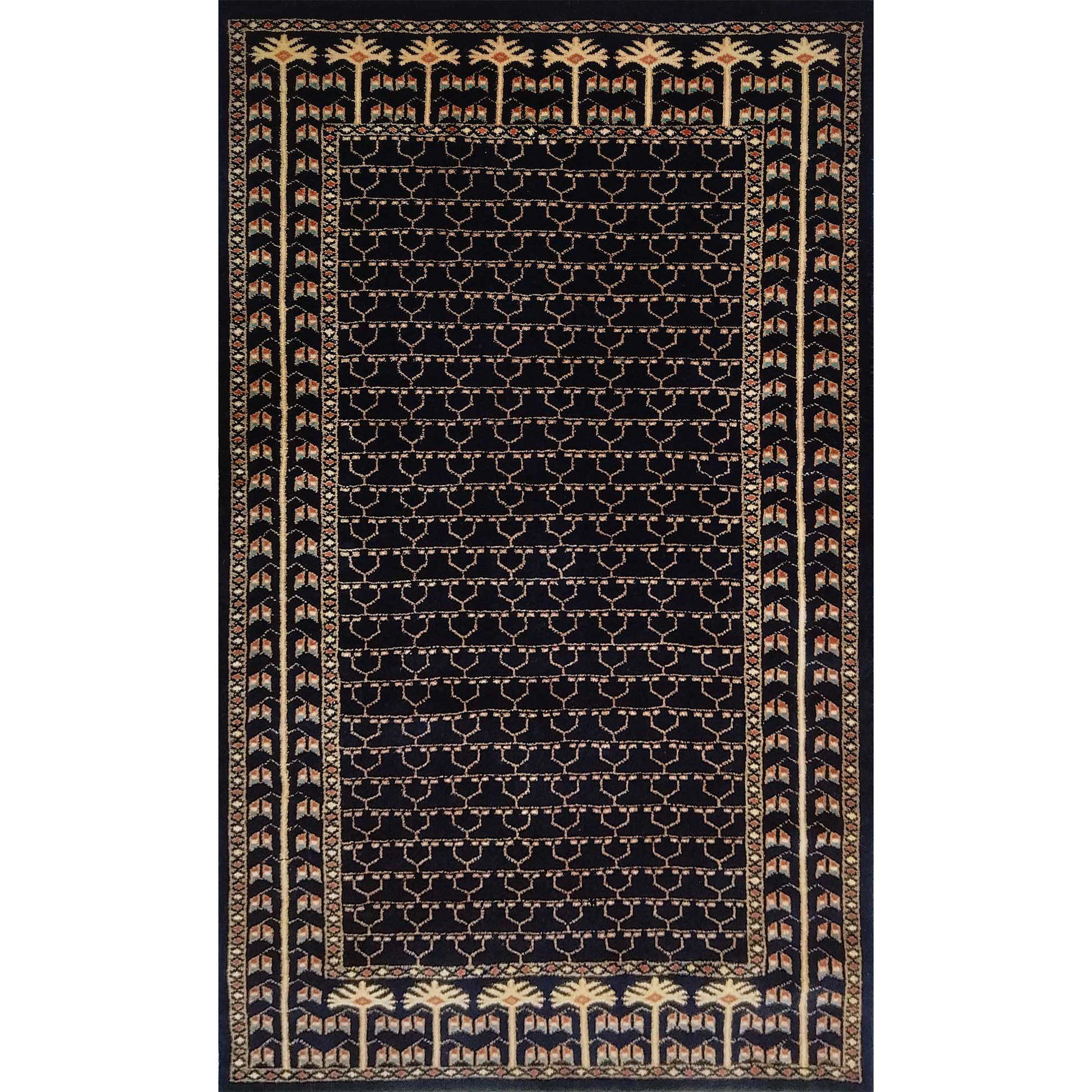 3×5 Feet Handmade Black Wool Carpet Parda - Which Mark