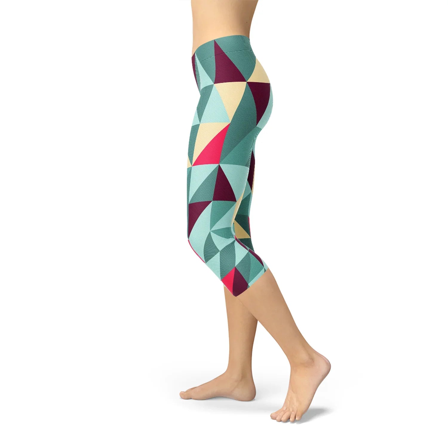 Womens Capri Leggings w/ Geometric Triangles - Which Mark