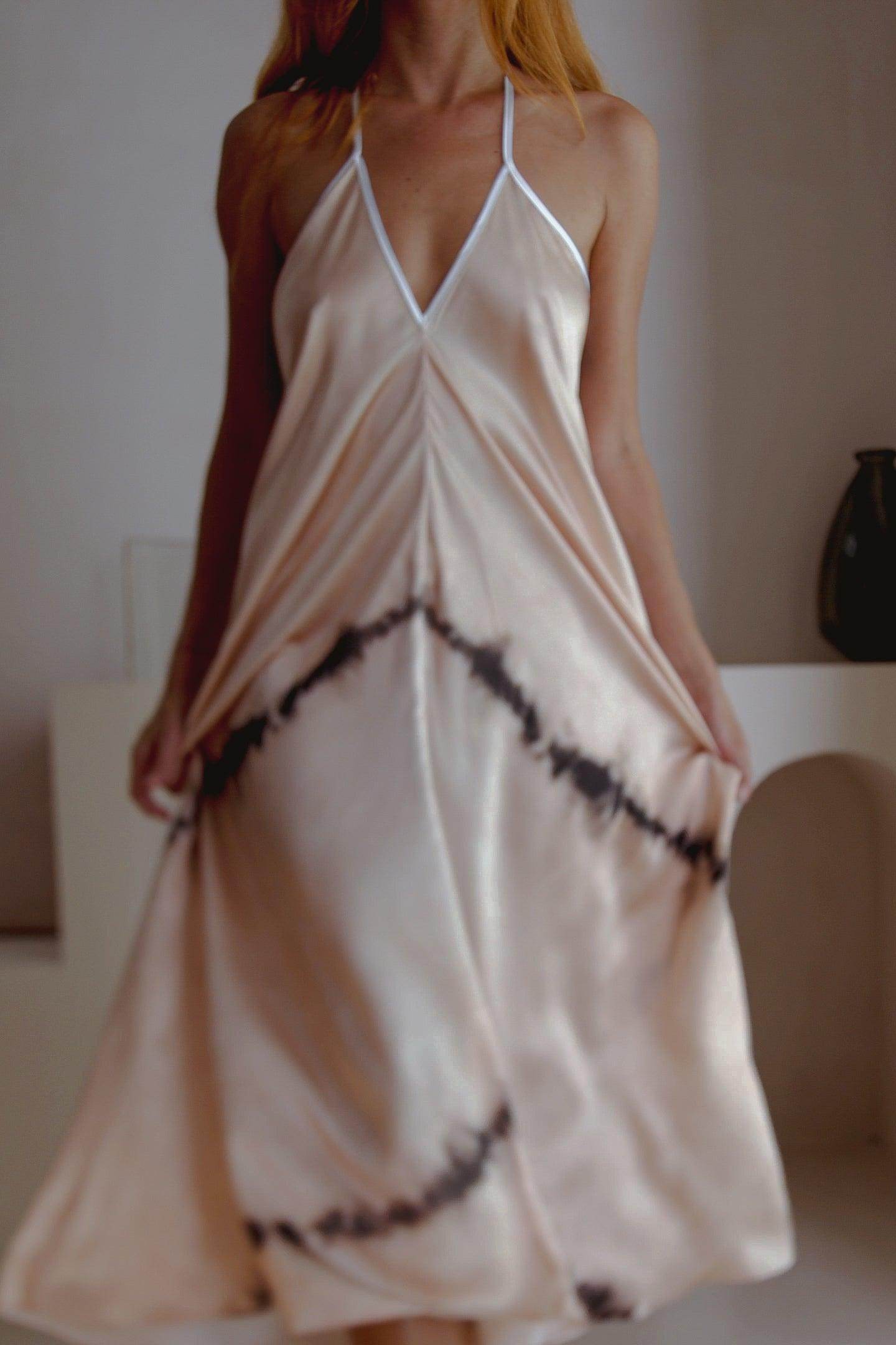 Altair Silk Halter Dress in Shibori - Which Mark