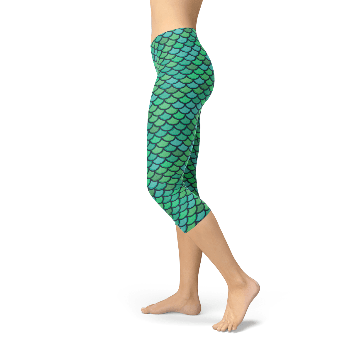 Womens Green Mermaid Capri Leggings - Which Mark