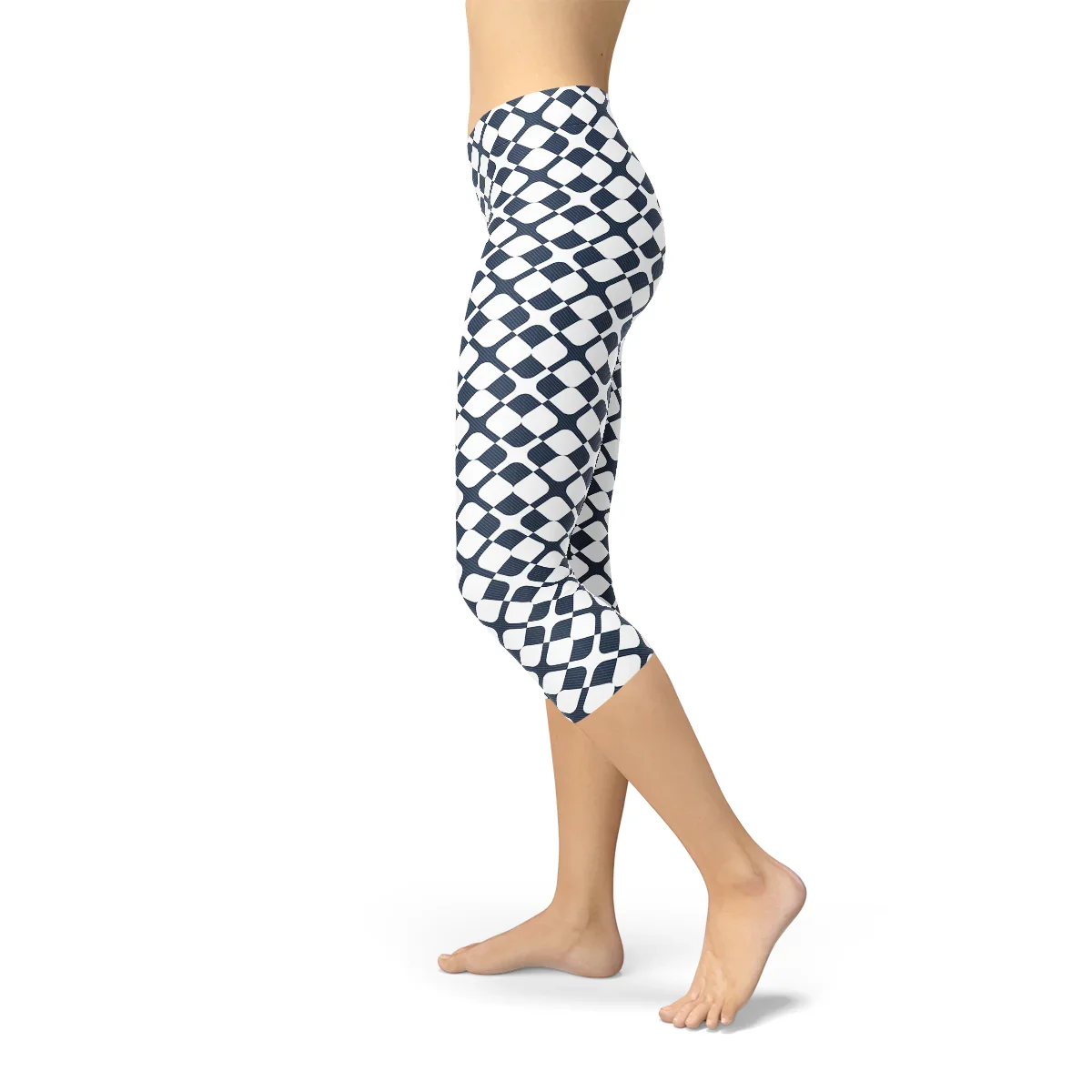 Womens Geometric Blue Tile Capri Leggings - Which Mark