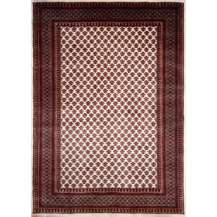 5ft×7ft White Hand Knotted Lichi Carpet Wool - Which Mark