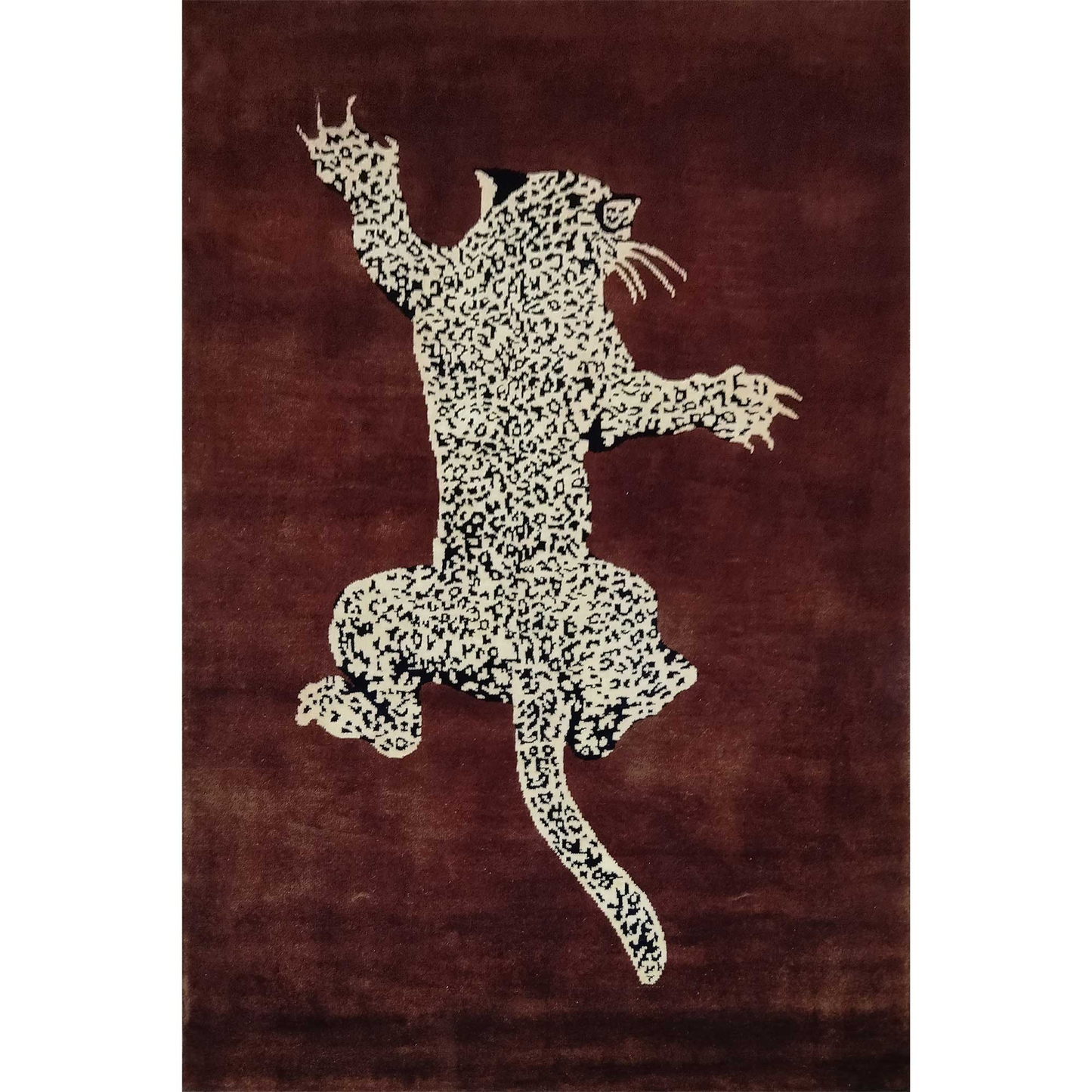 4×6 ft Brown Hand Knotted Wool Leopard Carpet - Which Mark
