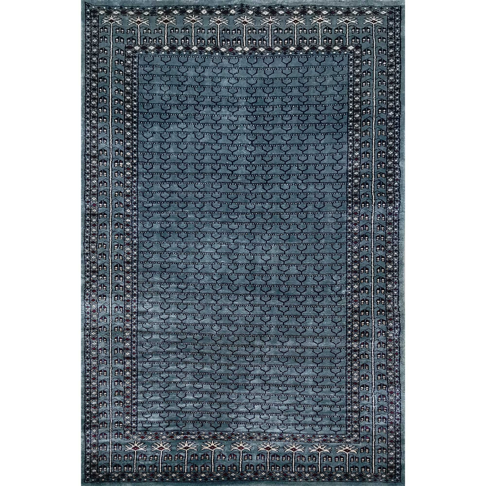 4×6 ft Hand Knotted Royal Grey Art Silk Carpet - Which Mark