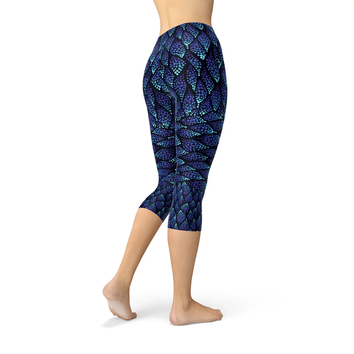 Womens Blue Mermaid Capri Leggings - Which Mark