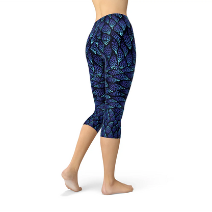 Womens Blue Mermaid Capri Leggings - Which Mark