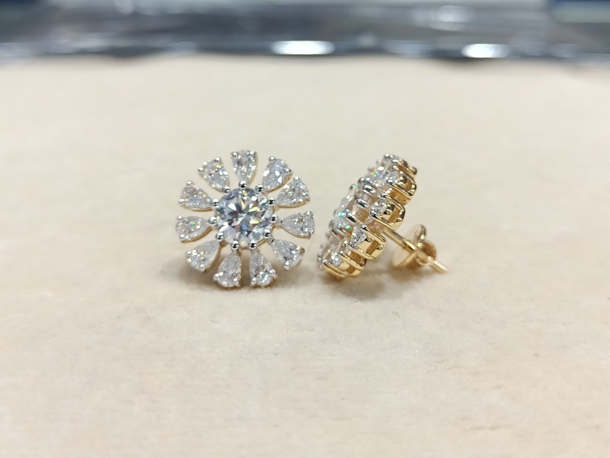 Moissanite Round & Pear Shape Earring – WE00105 - Which Mark