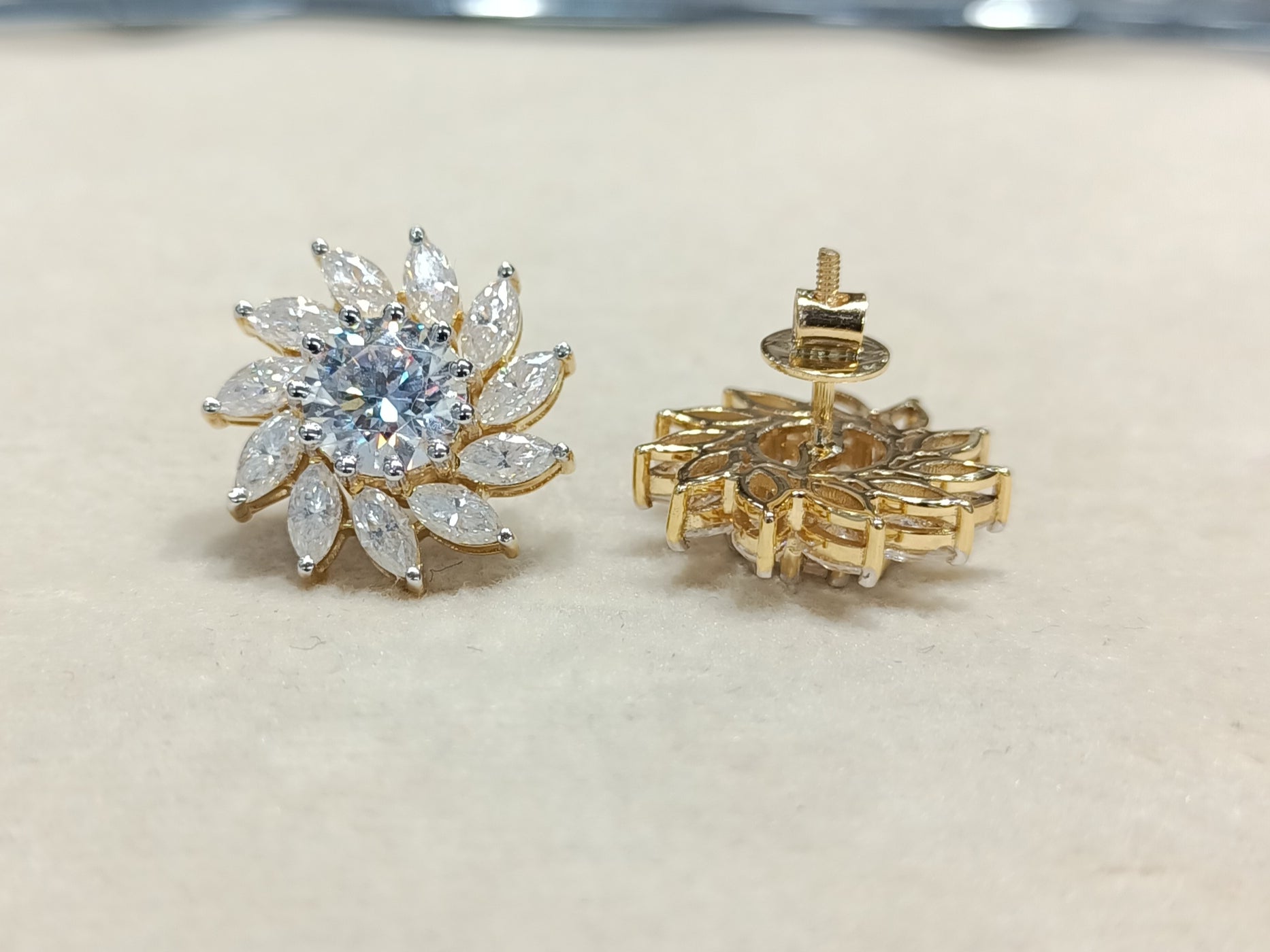 Moissanite Round & Marquise Shape Earring – WE0019 - Which Mark