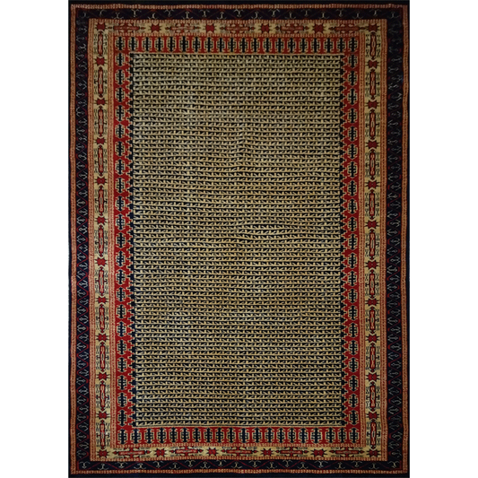 5ft×7ft Black Hand Knotted Kanta Carpet Wool - Which Mark