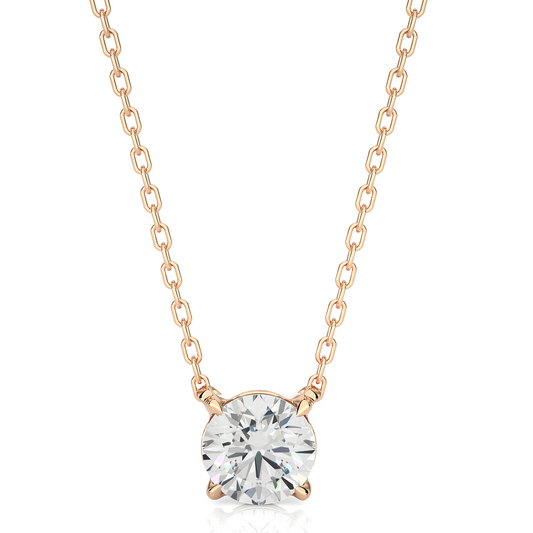 Rose Gold Moissanite Round Shape Pendant – PT0045 - Which Mark