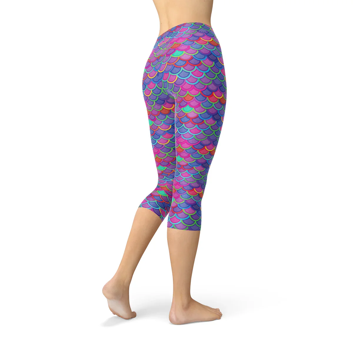 Womens Purple Pink Mermaid Capri Leggings - Which Mark