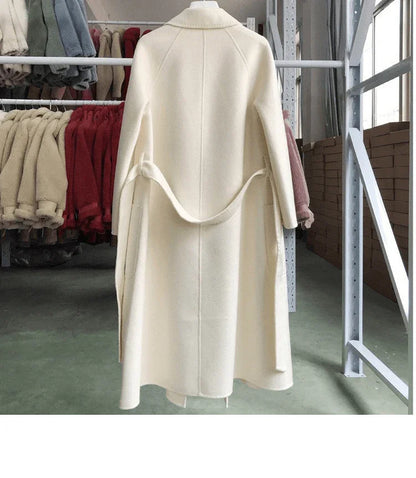 Women's Long Water Ripple Double-Sided Wool Coat – Elegant & Versatile - Which Mark