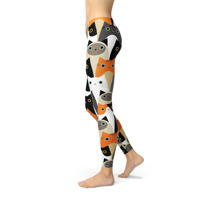 Womens All Over Print Cats Leggings - Which Mark
