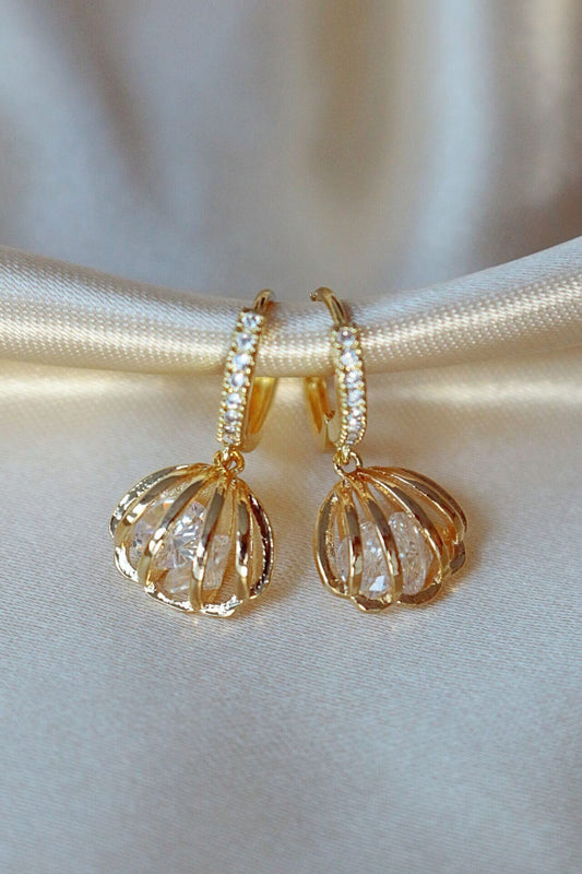 24 Karats Sea Shell Cubic Zirconia Hoops - Which Mark