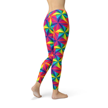 Womens Rainbow Pinwheel Leggings - Which Mark