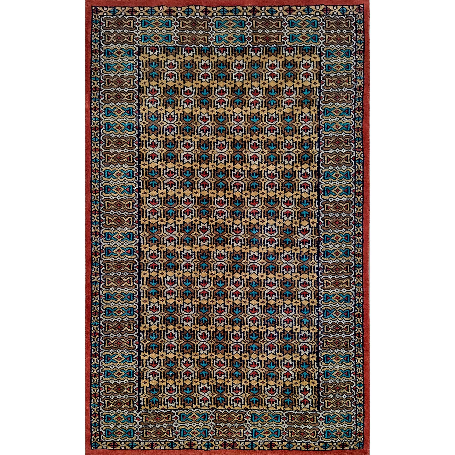 Hand Knotted Wool Carpet Copper 2.5×4 Feet - Which Mark