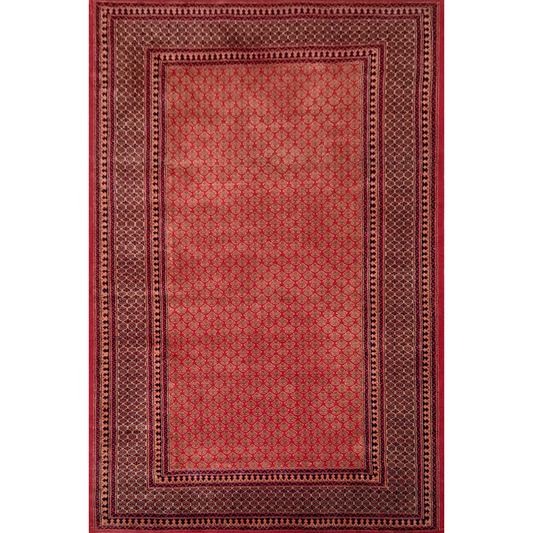 6×9 ft Hand Knotted Red Wool Carpet - Which Mark