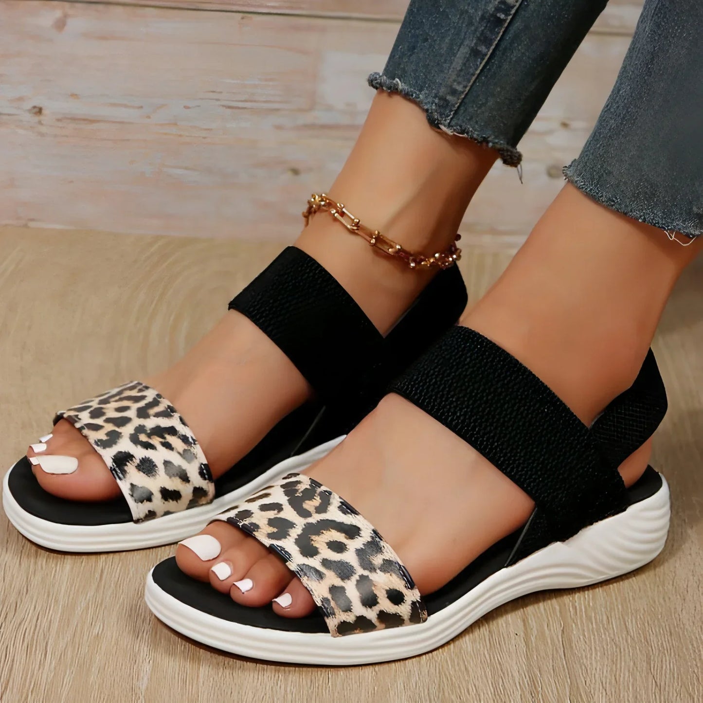 Houndstooth Striped Flat Casual Shoes - Which Mark