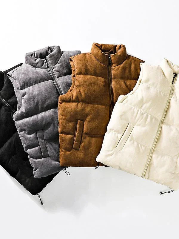 Simple Stand-up Collar Cotton-padded Clothes Vest For Men - Which Mark