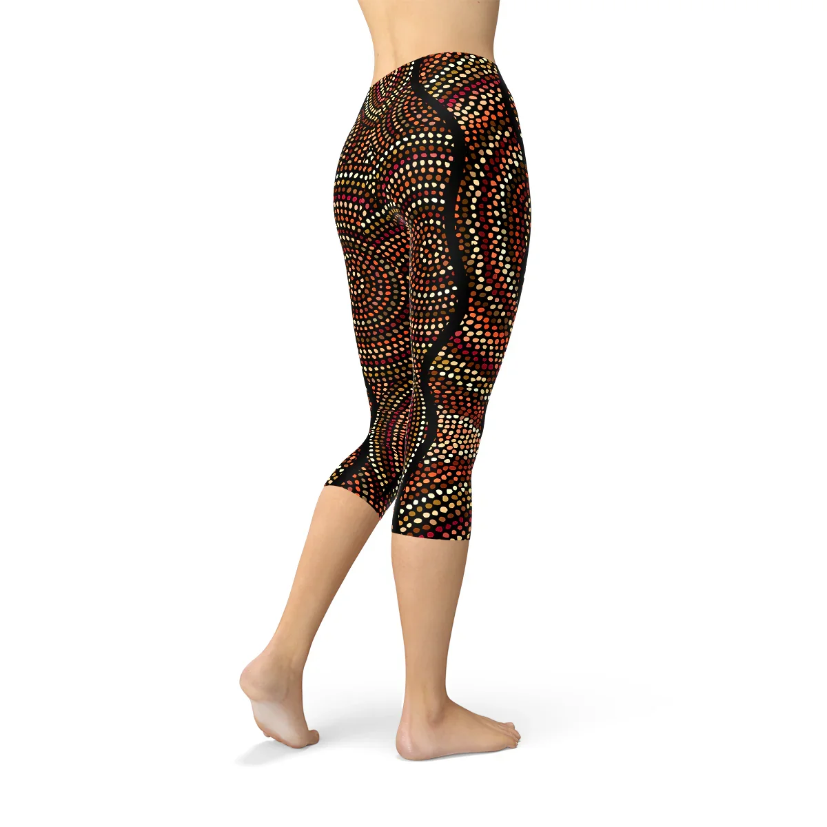 Womens Polka Dots Aboriginal Artwork Capri (V2) - Which Mark