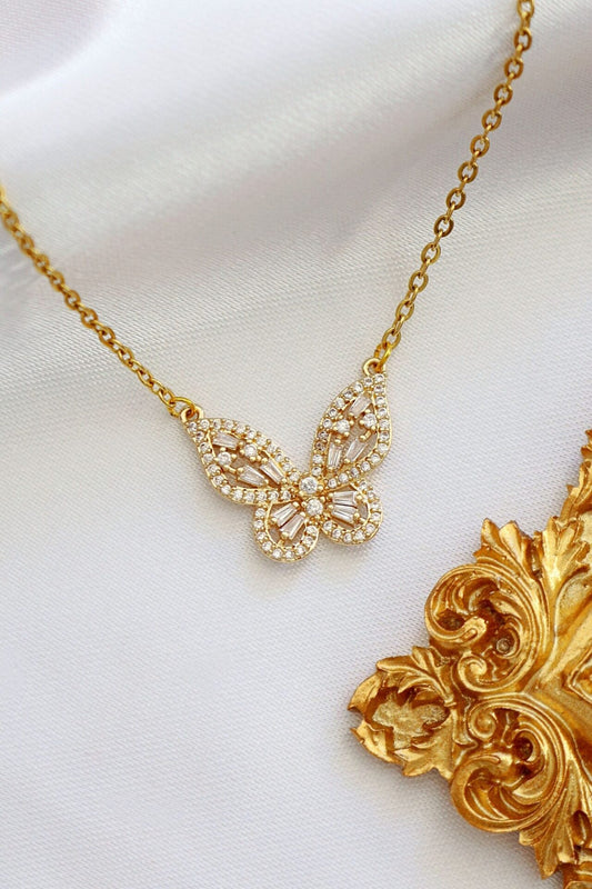 24K Butterfly Pendant Necklace - Which Mark