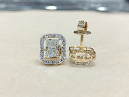 Lab-Grown Diamond Radiant Shape Halo Earring – LE0019 - Which Mark