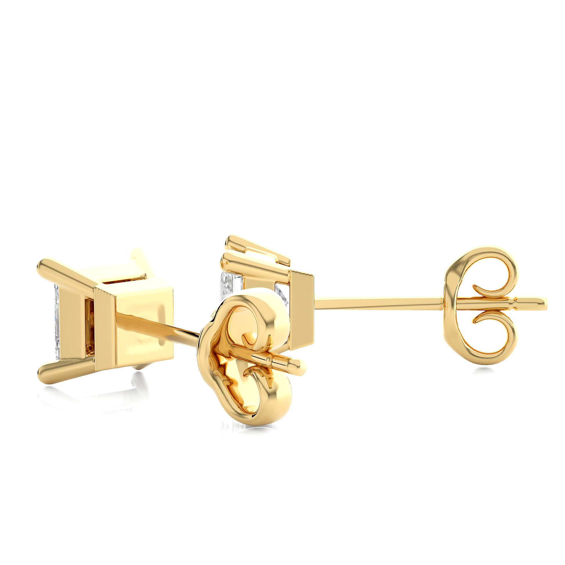 Yellow Gold Moissanite Single Solitaire Princess Earring – WE0074 - Which Mark