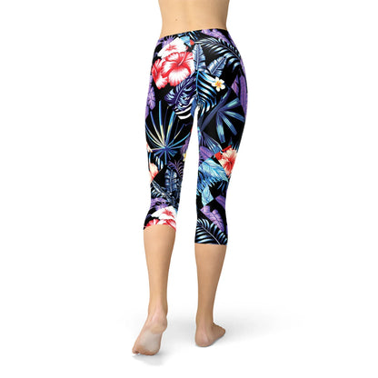 Geometric Tropical Floral Capri Leggings - Which Mark
