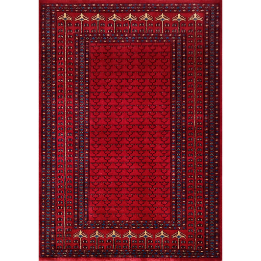 4ftx6ft Hand Knotted Wool Carpet Red Parda - Which Mark