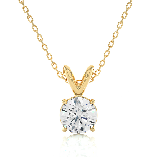 Yellow Gold Moissanite Round Shape Pendant – OF0002 - Which Mark